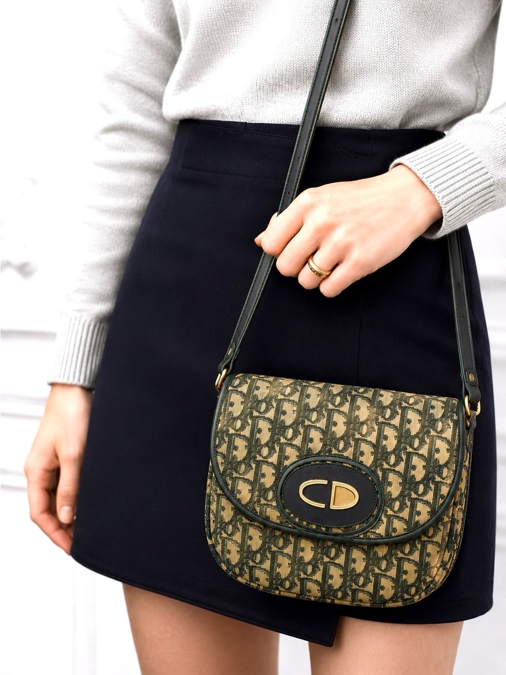 Christian Dior Trotter Monogram Canvas Flap Shoulder Crossbody Vintage Purse Bag - Picture 3 of 12
